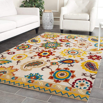Handmade Carpets for Living Room Bedroom & Hall in floral design.