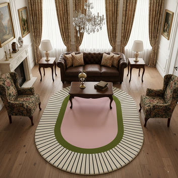 AUREA Pastel Orbit Handtufted Rug – Modern Abstract Oval Design in Soft Pastel Tones for Luxury Living Spaces