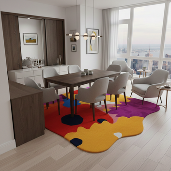 PRISMA Spectrum Flow Handtufted Rug – Abstract Multicolor Organic Shape Designer Rug for Modern Living Spaces