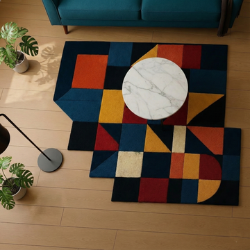 MODUFORM Prism Grid Handtufted Rug – Modern Geometric Multicolor Designer Rug