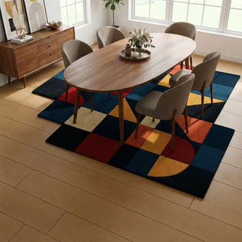 MODUFORM Prism Grid Handtufted Rug – Modern Geometric Multicolor Designer Rug