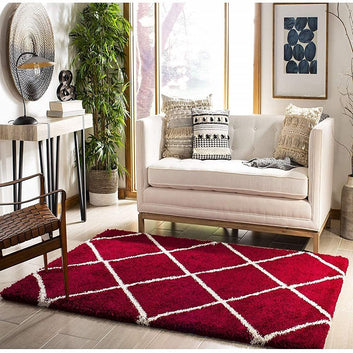 Handmade Shaggy Carpets for Living Room Bedroom & Hall in Geometrical design.