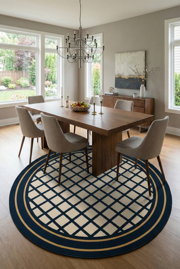 Nordic Orbit™ Modern Geometric Round Rug | Handcrafted Wool Area Rug for Living Room, Kids Room & Pet-Friendly Homes