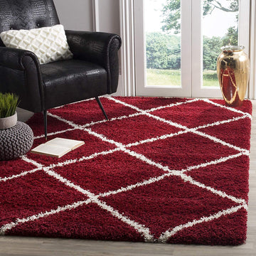 Handmade Shaggy Carpets for Living Room Bedroom & Hall in Geometrical design.