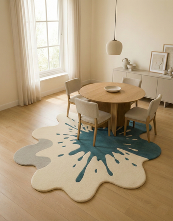 Aqua Drift™ Abstract Splash Shaped Rug – Modern Artistic Statement Carpet for Living Room & Bedroom
