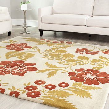 Handmade Carpets for Living Room Bedroom & Hall in floral design.