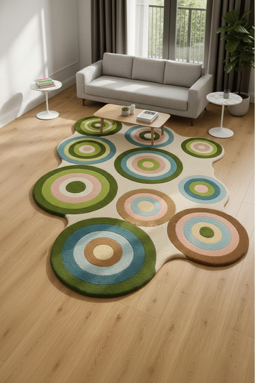 ORBITA Circle Bloom Handtufted Rug – Modern Organic Shape Rug with Layered Circular Patterns